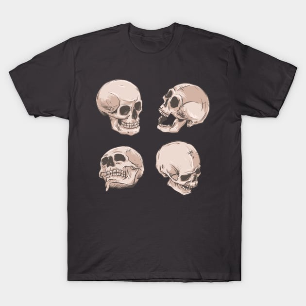 skull figure in different angle T-Shirt by Skidipap